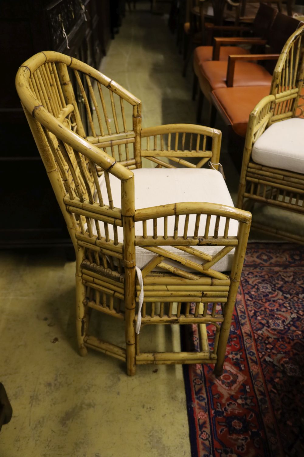 Four bamboo conservatory armchairs